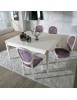 MOBILI 2G - Consolle tavolo moderna allungabile legno bianco shabby 160X55x77 vista frontale aperto