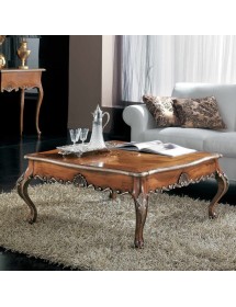 MOBILI 2G - Tavolino quadrato classico legno intarsio bassano argento 104X104x48 VISTA FRONTALE