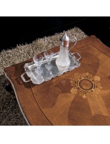 MOBILI 2G - Tavolino quadrato classico legno intarsio bassano argento 104X104x48 VISTA FRONTALE INTARSIO