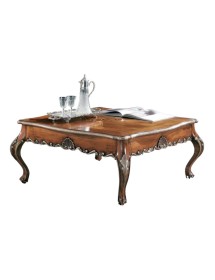 MOBILI 2G - Tavolino quadrato classico legno intarsio bassano argento 104X104x48 VISTA FRONTALE