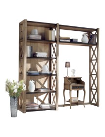 MOBILI 2G - Libreria classica crociera legno frassino shabby 229X43X225 vista frontale
