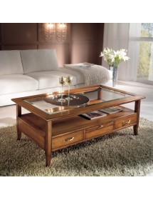 MOBILI 2G - Tavolino rettangolare classico 4 cassetti 2 tiretti legno bassano 130x70x48 vista frontale