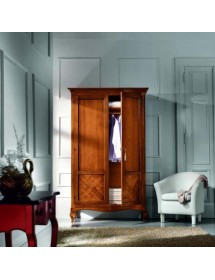 MOBILI 2G - Armadio classico 2 porte intarsiate Legno bassano 126x62x207 vista frontale aperta