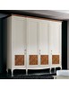 MOBILI 2G - Armadio classico 4 porte intarsiate Legno bicolore shabby 286x65x255 vista frontale