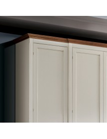 MOBILI 2G - Armadio classico 4 porte intarsiate Legno bicolore shabby 286x65x255 vista frontale cappello