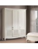 MOBILI 2G - Armadio classico 3 porte paglia di vienna Legno bianco shabby 190x62x220 vista frontale