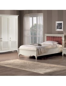 MOBILI 2G - Armadio classico 3 porte paglia di vienna Legno bianco shabby 190x62x220 vista frontale