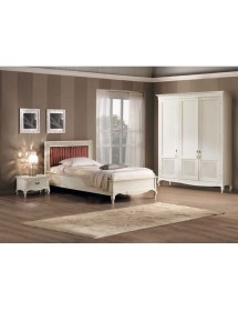 MOBILI 2G - Armadio classico 3 porte paglia di vienna Legno bianco shabby 190x62x220 vista frontale