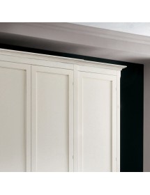 MOBILI 2G - Armadio classico 4 porte paglia di vienna Legno bianco shabby 286x65x255 vista frontale