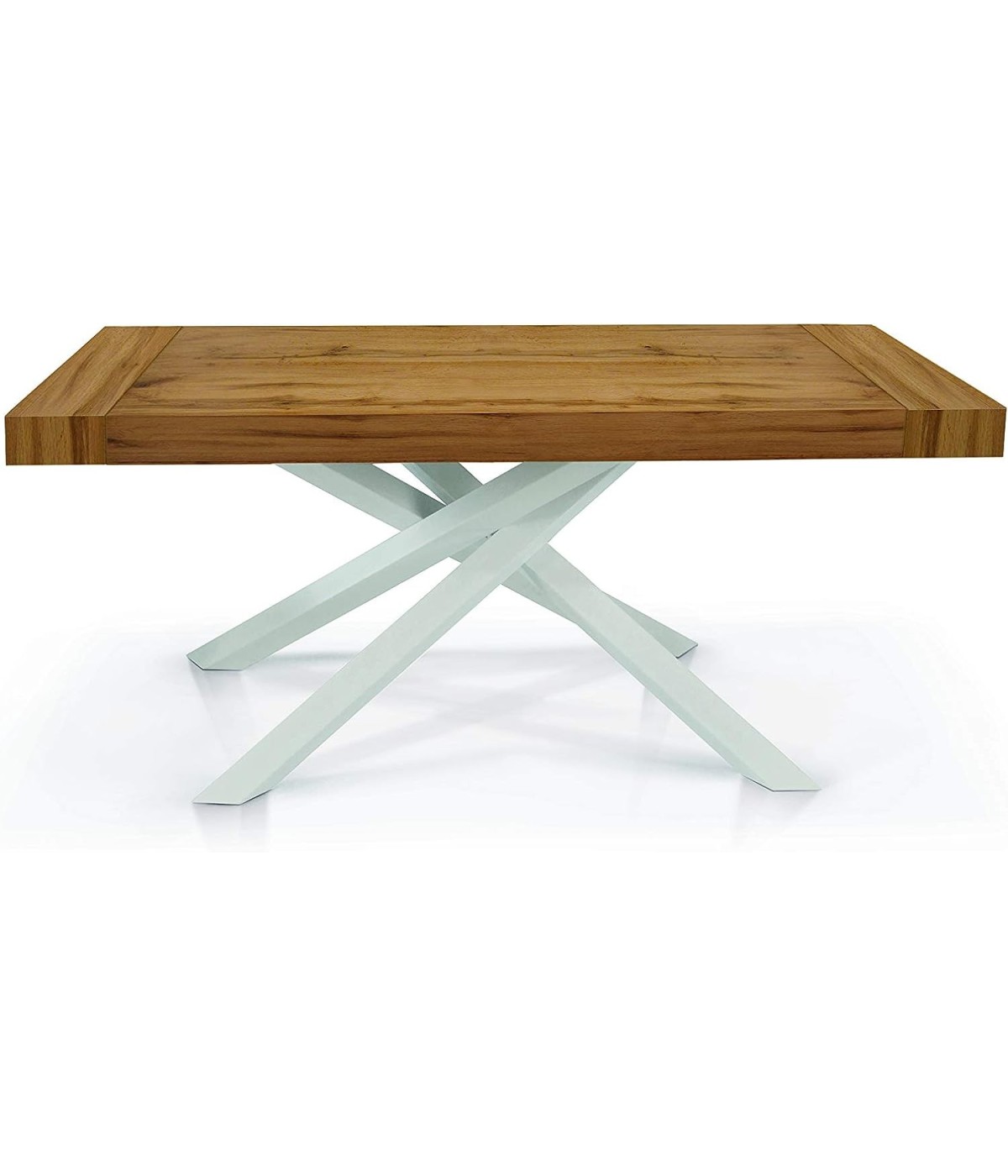 MOBILI 2G - TAVOLO CON 2 ALLUNGHE, FINITURA ROVERE NODATO (1616) vista frontale