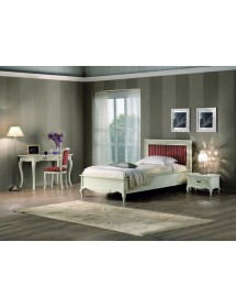 MOBILI 2G - Letto una piazza e mezza Classico Legno Bianco shabby 140 vista frontale