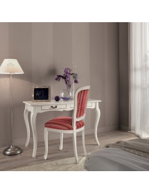 MOBILI 2G - Scrivania 2 cassetti legno bianco shabby 120X60x77 vista frontale