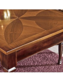 MOBILI 2G - Tavolo rettangolare allungabile Legno Intarsio bicolore shabby 170x90x77 vista frontale intarsio