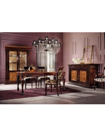 MOBILI 2G -  Soggiorno Classico Completo Legno intarsio bicolore shabby VISTA FRONTALE