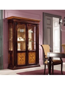 MOBILI 2G -  Soggiorno Classico Completo Legno intarsio bicolore shabby VISTA FRONTALE