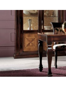 MOBILI 2G -  Soggiorno Classico Completo Legno intarsio bicolore shabby VISTA FRONTALE