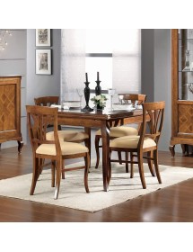 MOBILI 2G - Tavolo quadrato allungabile classico legno bassano 110X110x80 vista frontale