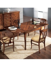 MOBILI 2G - Tavolo quadrato allungabile classico legno bassano 110X110x80 vista frontale aperto