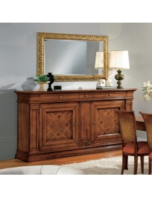MOBILI 2G - Credenza classica 2 porte 3 cassetti legno bassano intarsio 215X56x117 vista frontale