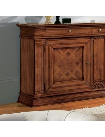 MOBILI 2G - Credenza classica 2 porte 3 cassetti legno bassano intarsio 215X56x117 vista frontale