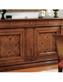 MOBILI 2G - Credenza classica 2 porte 3 cassetti legno bassano intarsio 215X56x117 vista frontale