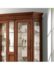 MOBILI 2G - Vetrina classica 2 porte 3 cassetti intarsio legno bassano 161X50x216 vista frontale