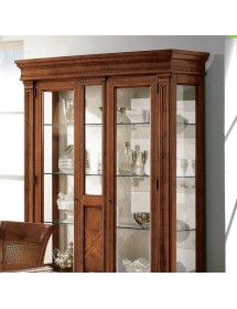 MOBILI 2G - Vetrina classica 2 porte 3 cassetti intarsio legno bassano 161X50x216 vista frontale