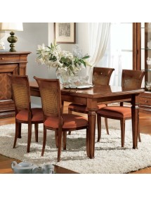 MOBILI 2G - Tavolo classico rettangolare allungabile Legno Intarsio bassano 170x90x80 vista frontale