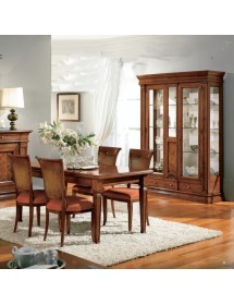 MOBILI 2G - Tavolo classico rettangolare allungabile Legno Intarsio bassano 170x90x80 vista frontale