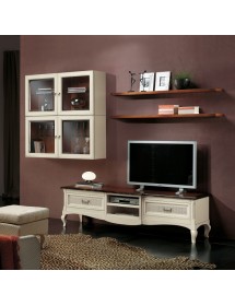 MOBILI 2G - Parete Attrezzata porta tv Classica Legno bicolore shabby vista frontale