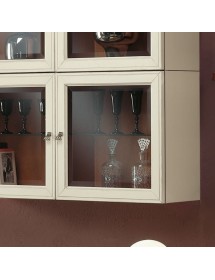 MOBILI 2G - Parete Attrezzata porta tv Classica Legno bicolore shabby vista frontale pensile