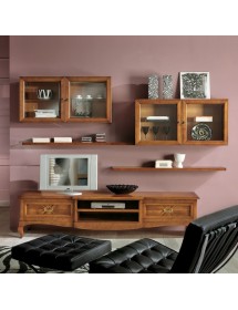 MOBILI 2G - Parete Attrezzata porta tv classica intarsio Legno bassano VISTA FRONTALE