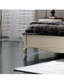 MOBILI 2G - Letto matrimoniale Classico imbottito Legno Bianco shabby 182x211x130 vista frontale