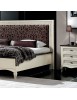 MOBILI 2G - Letto matrimoniale Classico imbottito Legno Bianco shabby 182x211x130 vista frontale paglia di vienna