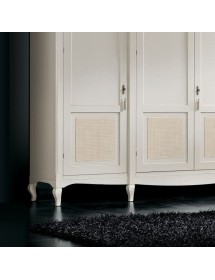 MOBILI 2G - Camera da letto completa legno bianco bicolore shabby vista frontale armadio