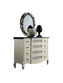 MOBILI 2G - Camera da letto completa legno bianco bicolore shabby vista frontale cassettiera