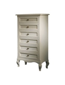 MOBILI 2G - Cassettiera 6 cassetti paglia di vienna Legno Shabby Bianco invecchiato 69x43x131 vista frontale
