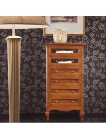 MOBILI 2G - Cassettiera classica 6 cassetti Legno intarsiata bassano 69x43x131 VISTA FRONTALE