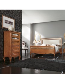 MOBILI 2G - Cassettiera classica 6 cassetti Legno intarsiata bassano 69x43x131 VISTA FRONTALE