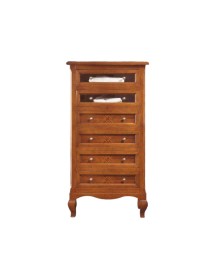 MOBILI 2G - Cassettiera classica 6 cassetti Legno intarsiata bassano 69x43x131 VISTA FRONTALE