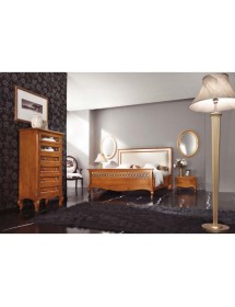 MOBILI 2G - Letto matrimoniale Classico imbottito ecopelle Legno bassano 182x215x130 vista frontale