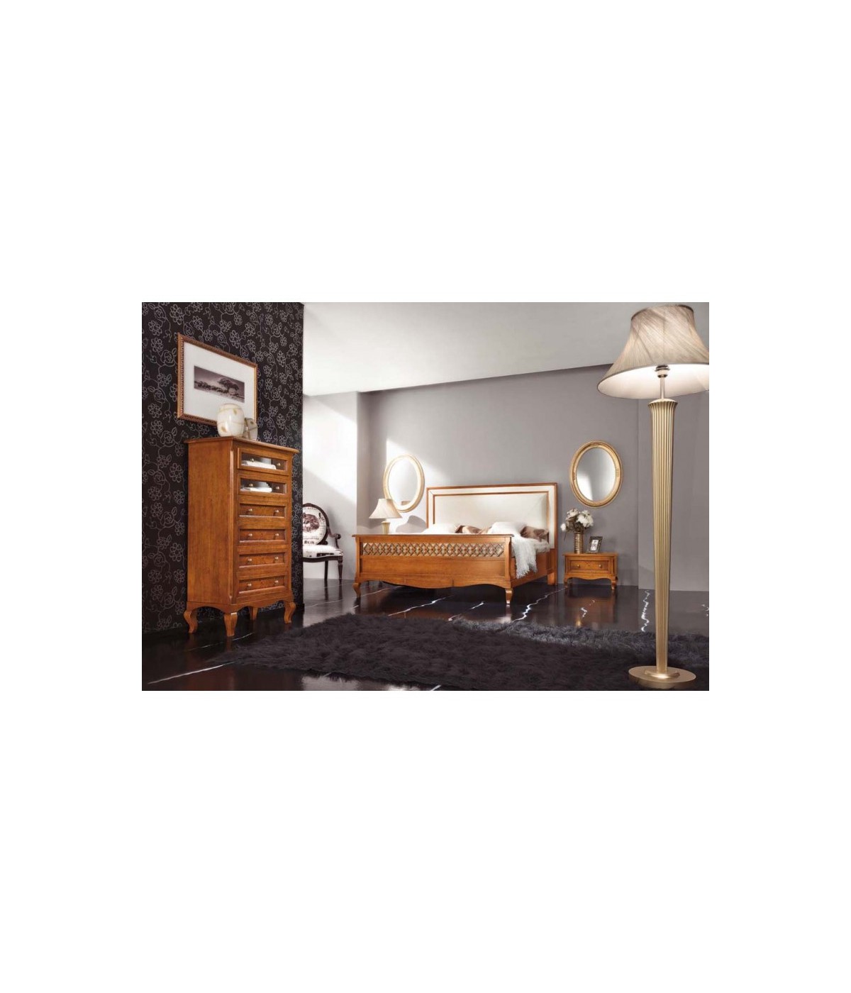 MOBILI 2G - Camera da letto classica imbottita traforata legno bassano vista frontale