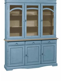 MOBILI 2G - CRISTALLIERA 3 ANTE LACCATO PENNELLATO CARTA DA ZUCCHERO 156x42x205 VISTA FRONTALE