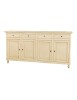 MOBILI 2G - Madia credenza 4 ante 4 cassetti legno shabby avorio 196X43X98H vista frontale
