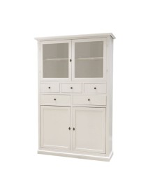 MOBILI 2G - Dispensa 4 porte 5 cassetti legno bianco shabby 120x41x187 VISTA FRONTALE