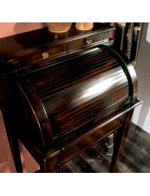 MOBILI 2G - Bureau 5 cassetti in legno noce consumato shabby 55X41x100 vista frontale rullo apribile