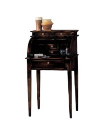 MOBILI 2G - Bureau 5 cassetti in legno noce consumato shabby 55X41x100 vista frontale