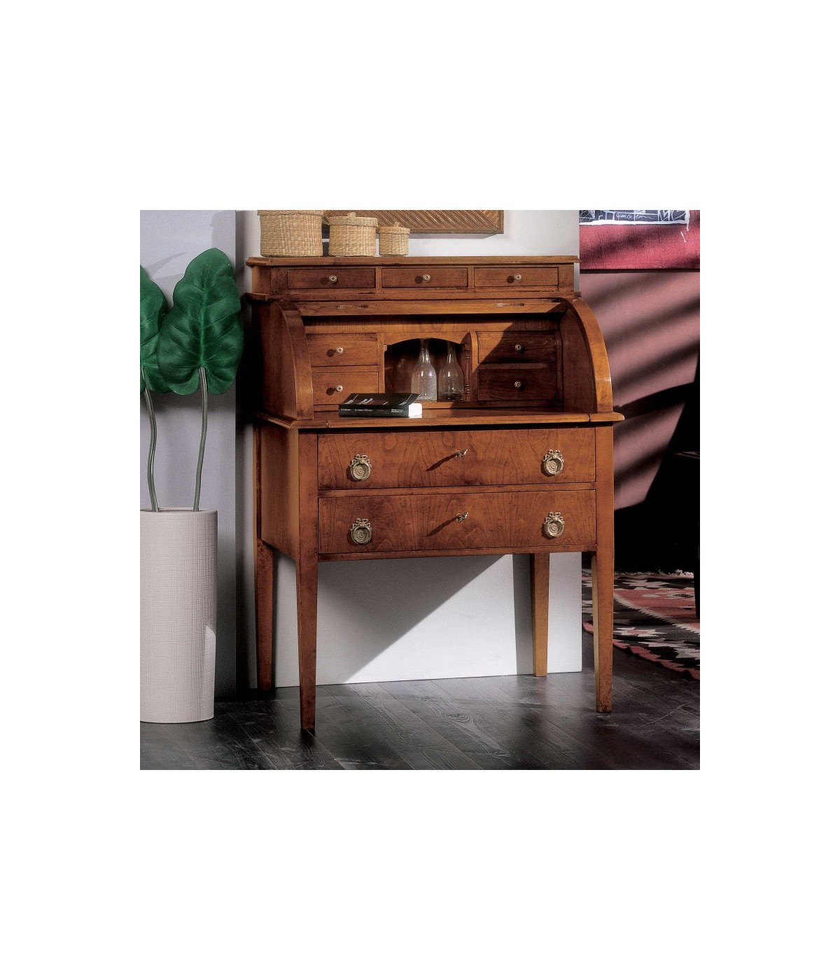 MOBILI 2G - Bureau classico 9 cassetti in legno bassano 72X50x102 vista frontale