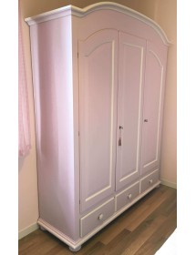 MOBILI 2G - Armadio classico 3 porte 3 cassetti sagomato legno shabby 163x58x200 vista laterale