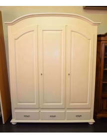 MOBILI 2G - Armadio classico 3 porte 3 cassetti sagomato legno shabby 163x58x200 vista frontale